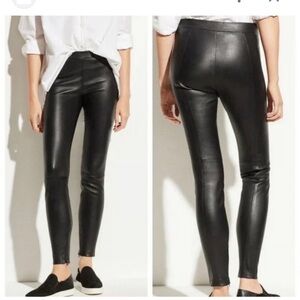 Vince Brown Mid-Rise Leather Leggings